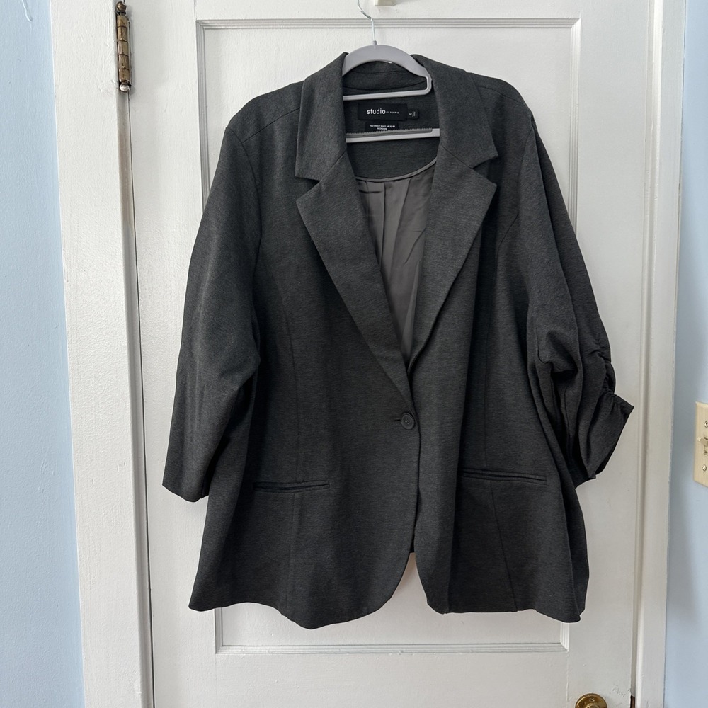 Studio By Torrid Plus Size Stretch Open Front Ponte Blazer 3/4 Sleeves 6X